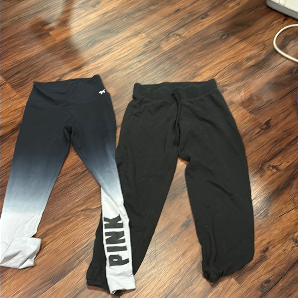 PINK Victoria's Secret Black and Gray Leggings